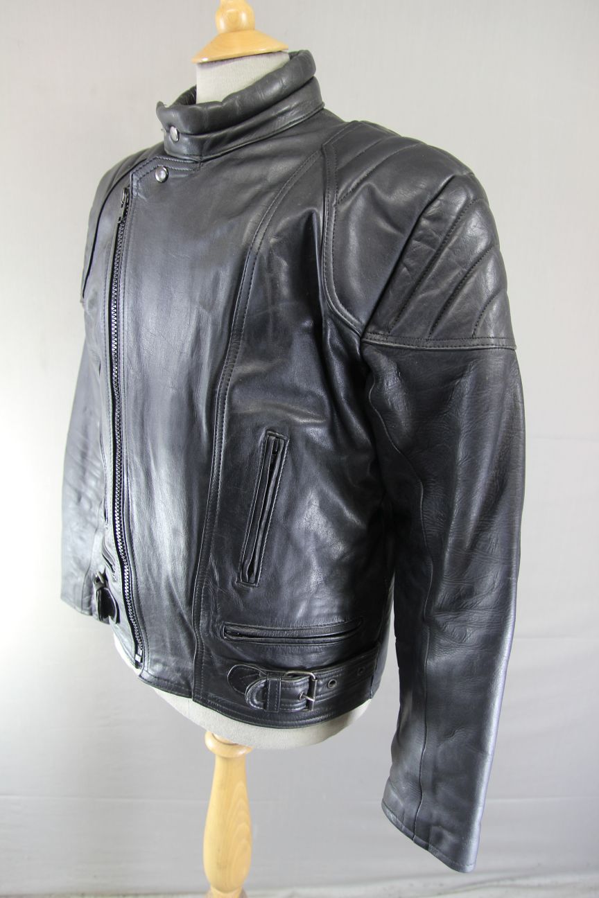 CLASSIC BLACK LEATHER BIKER JACKET 38-40 INCH CHEST