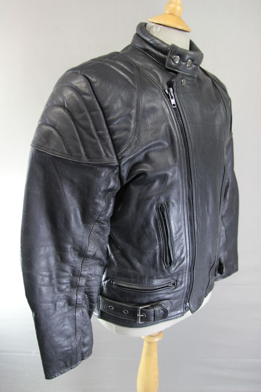CLASSIC BLACK LEATHER BIKER JACKET 38-40 INCH CHEST