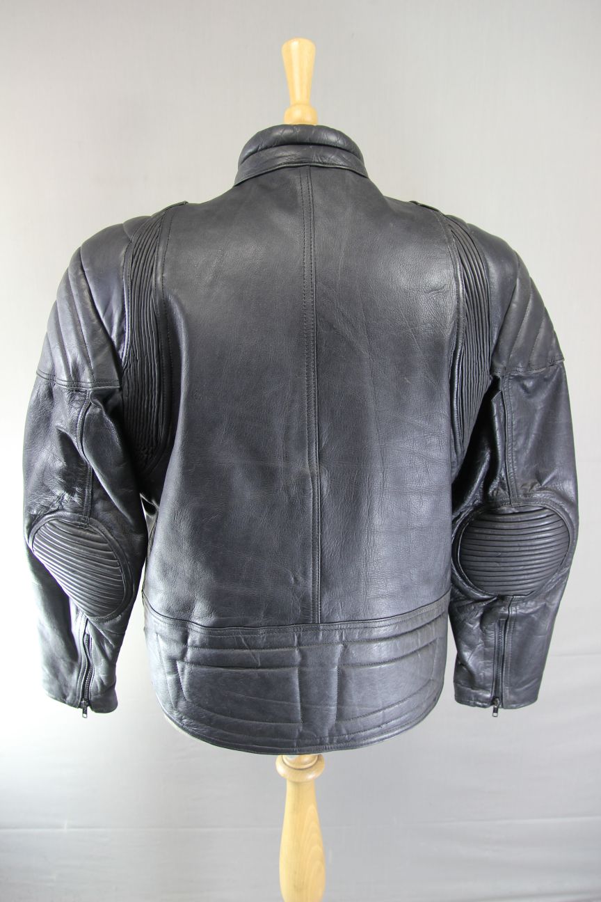 CLASSIC BLACK LEATHER BIKER JACKET 38-40 INCH CHEST