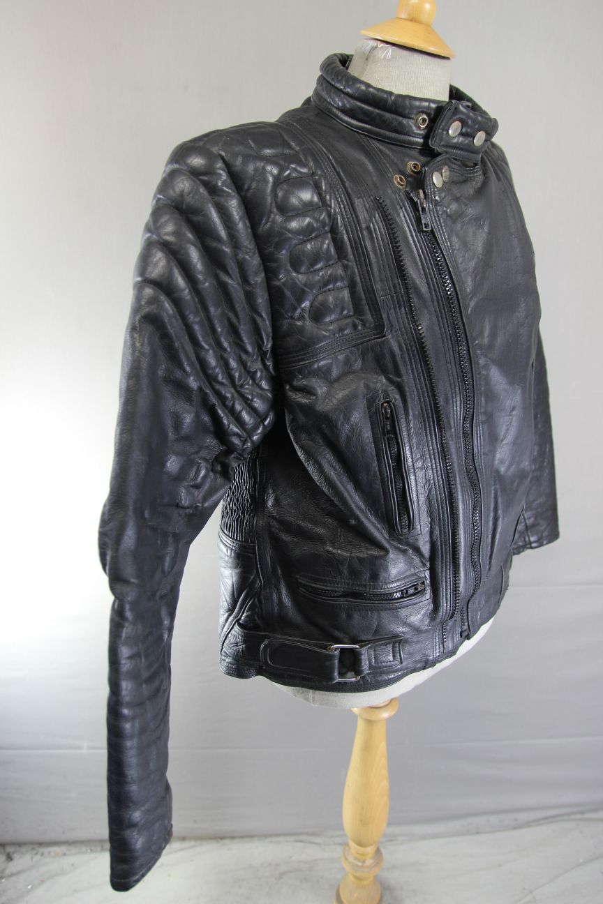DYNAMIC LEATHERS CLASSIC BLACK BIKER JACKET 42-44 INCH CHEST
