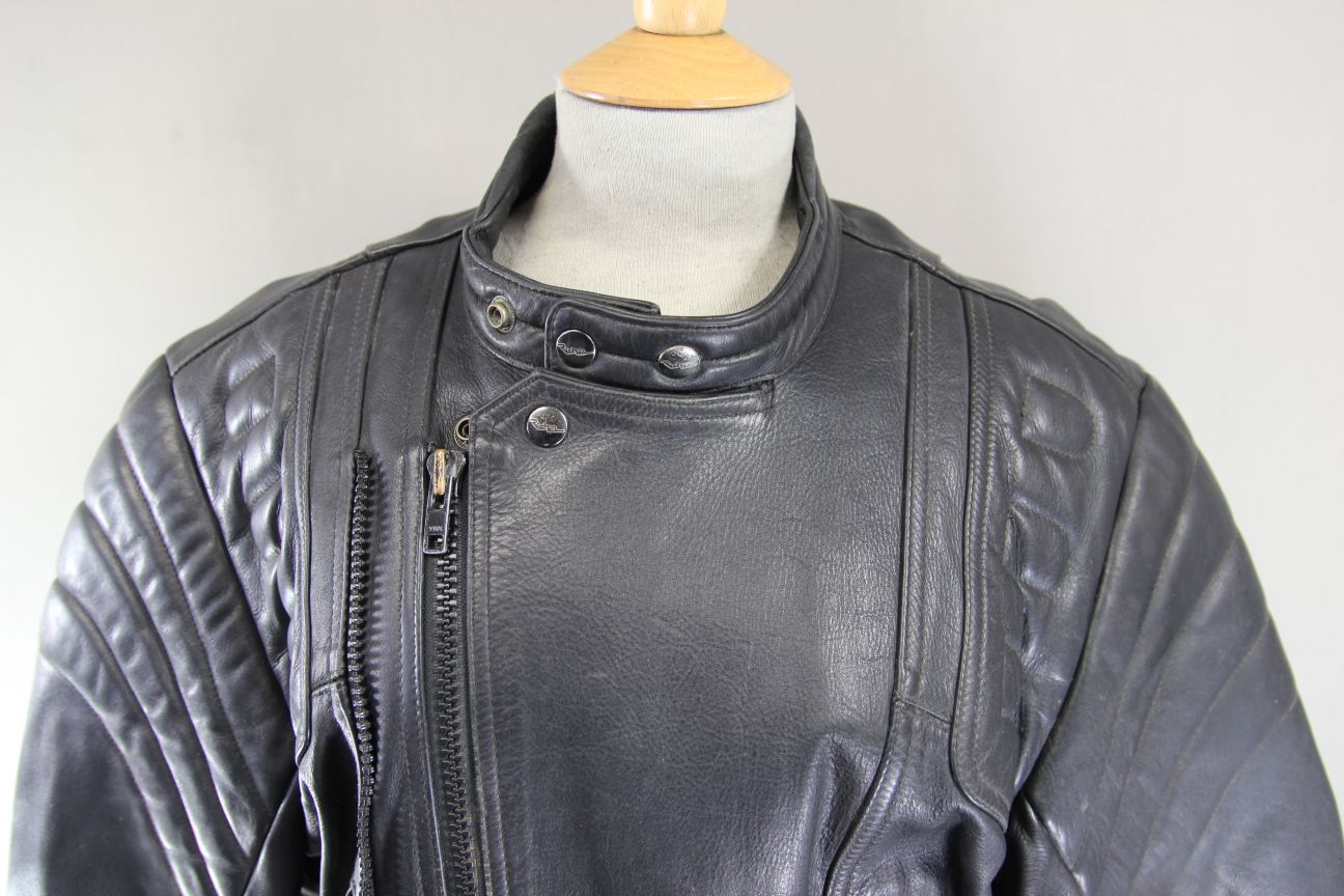 RICHA CLASSIC BLACK LEATHER BIKER JACKET 38-40 INCH CHEST/MEDIUM