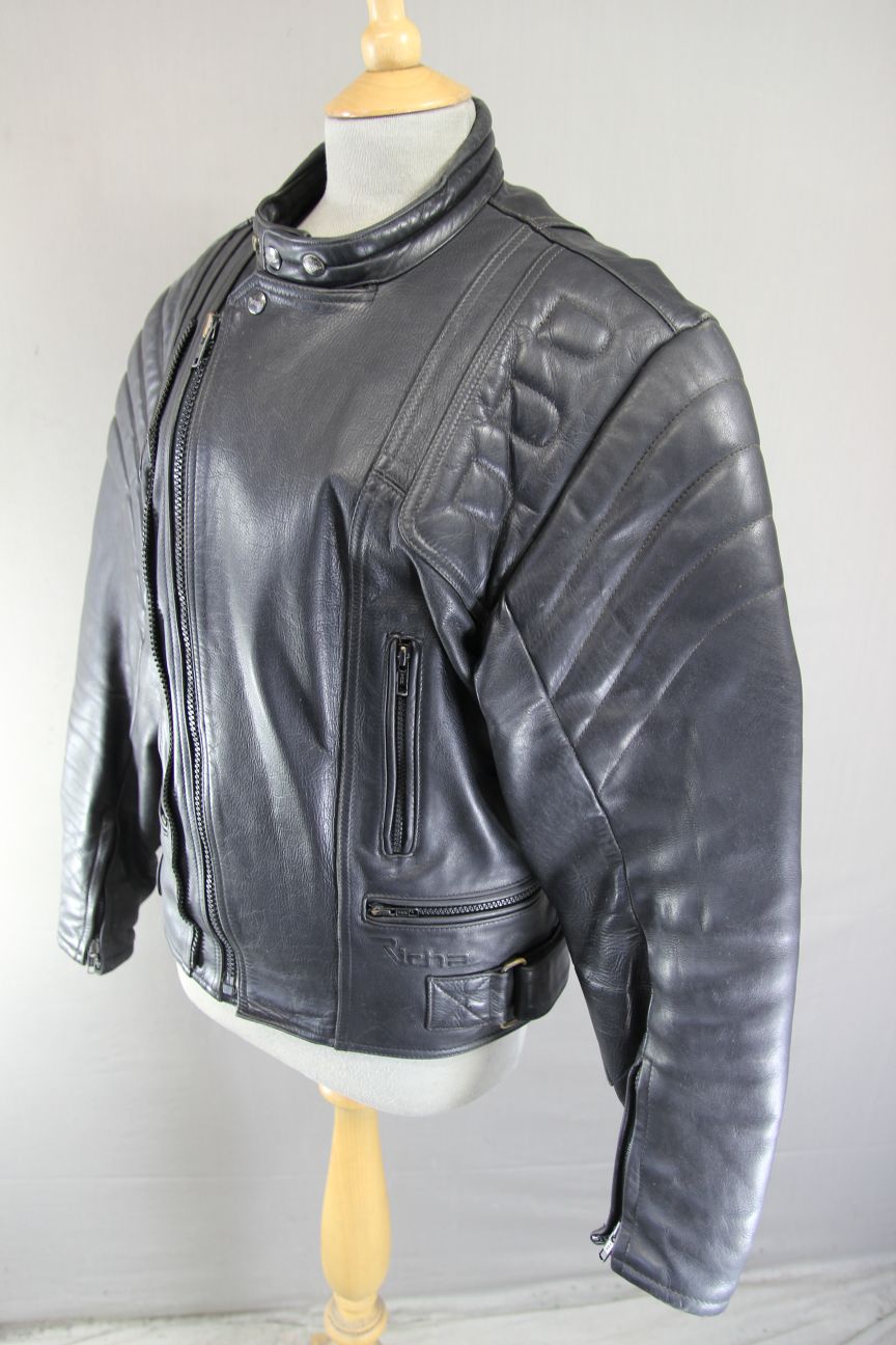 RICHA CLASSIC BLACK LEATHER BIKER JACKET 38-40 INCH CHEST/MEDIUM