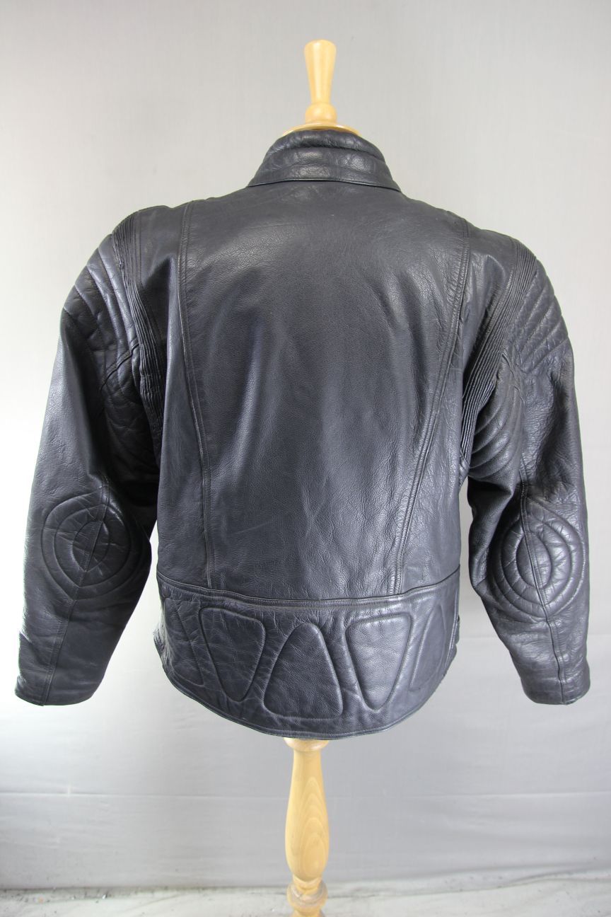 AKITO CLASSIC BLACK LEATHER BIKER JACKET WITH BACK PROTECTOR 42-44 INCH CHEST