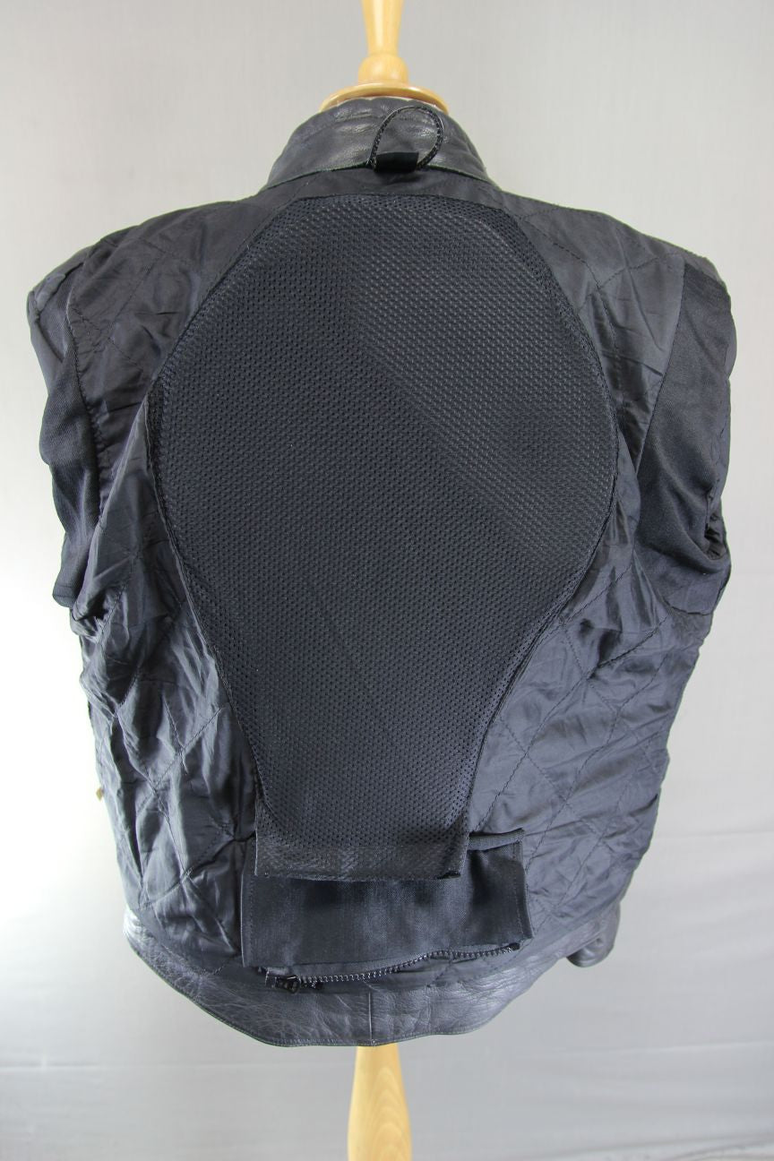 AKITO CLASSIC BLACK LEATHER BIKER JACKET WITH BACK PROTECTOR 42-44 INCH CHEST