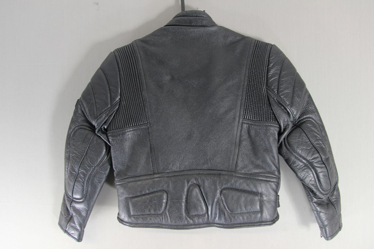 BOYS/CHILDS SKINTAN CLASSIC BLACK COWHIDE LEATHER BIKER JACKET 28 INCH CHEST