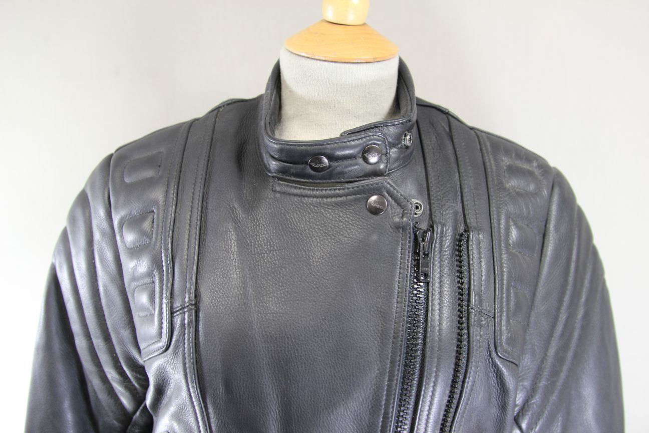 RICHA CLASSIC BLACK LEATHER LADIES BIKER JACKET: SIZE 12