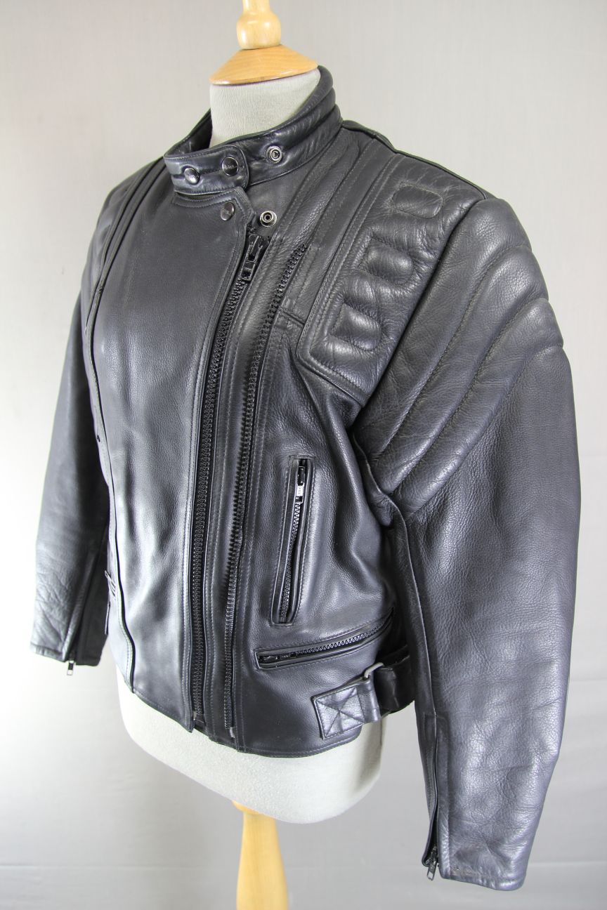 RICHA CLASSIC BLACK LEATHER LADIES BIKER JACKET: SIZE 12