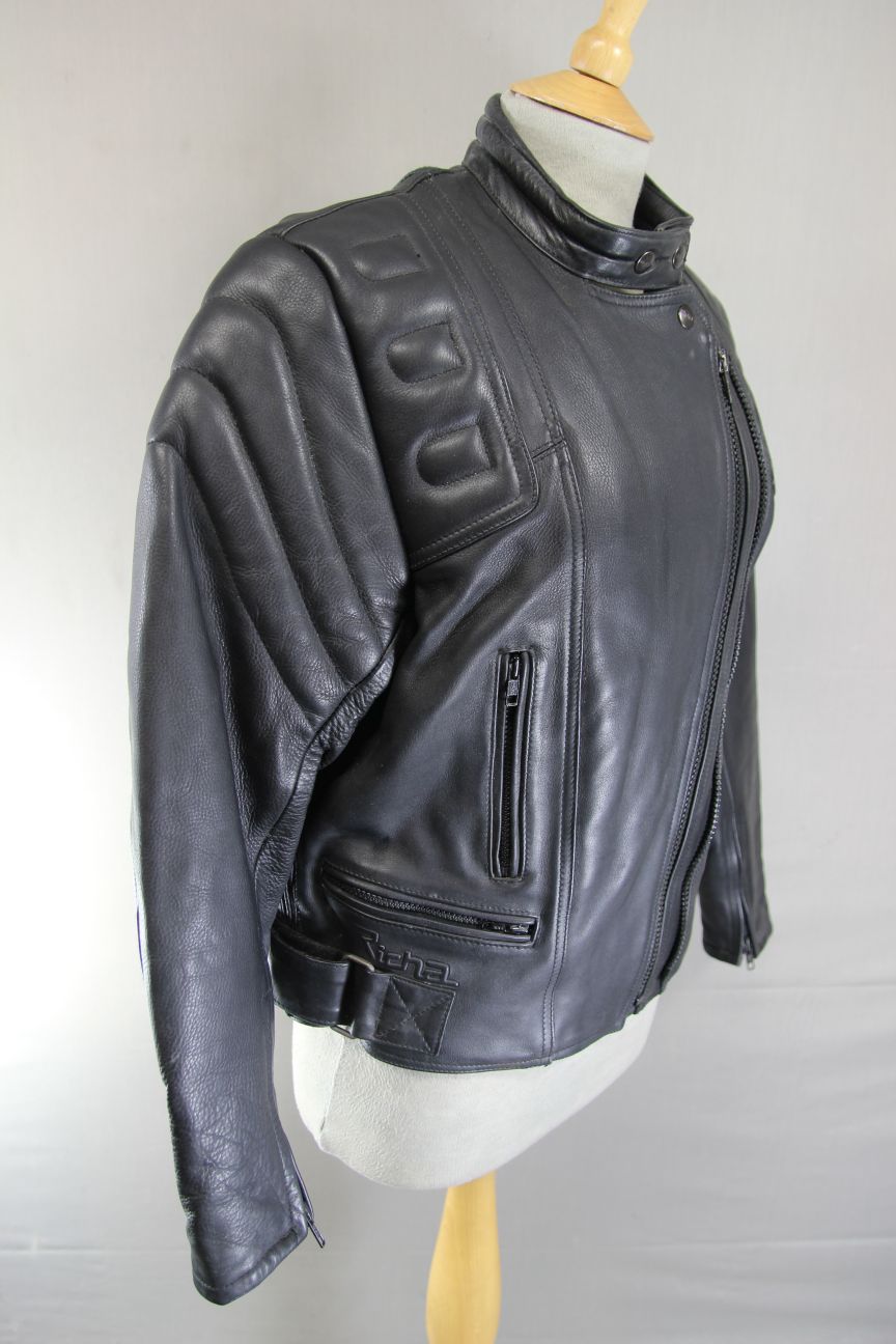 RICHA CLASSIC BLACK LEATHER LADIES BIKER JACKET: SIZE 12