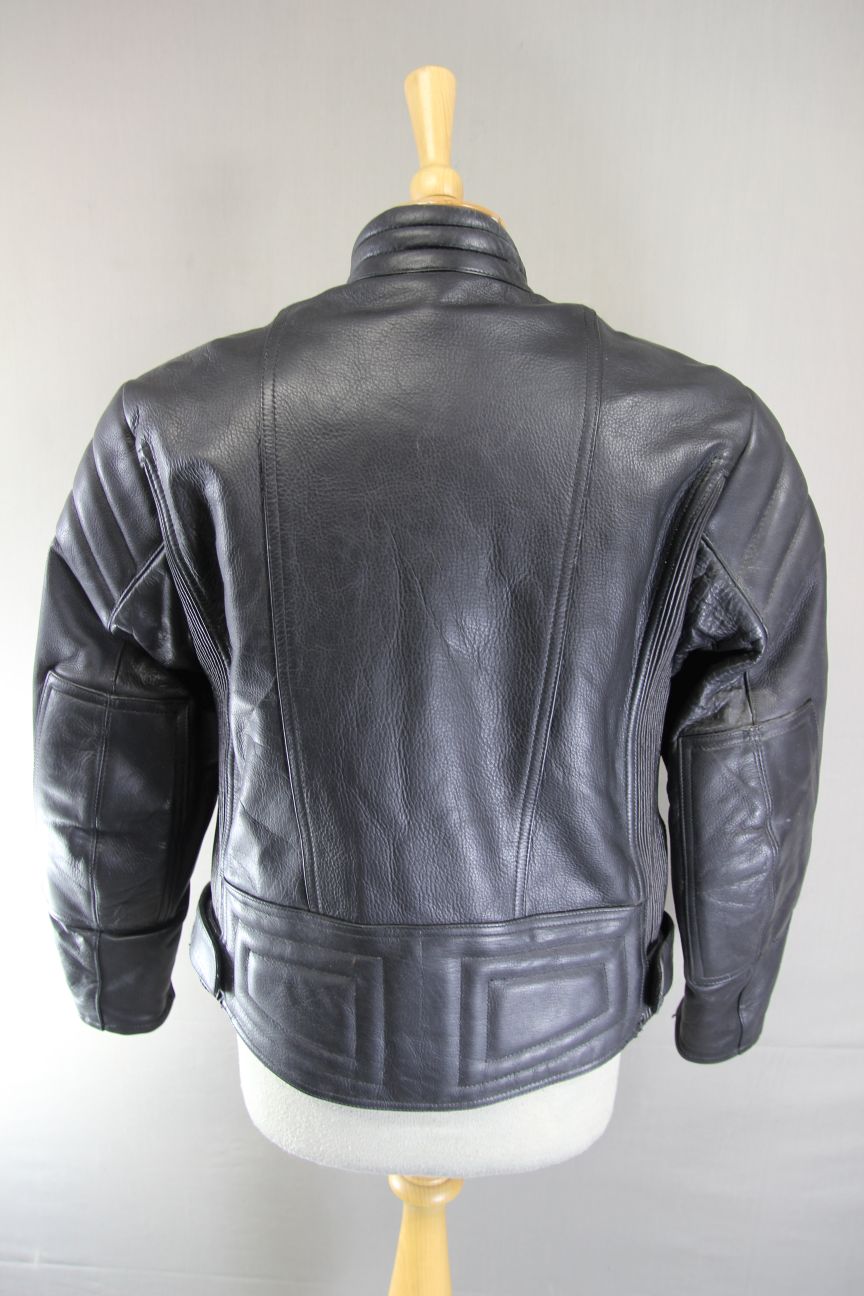 RICHA CLASSIC BLACK LEATHER LADIES BIKER JACKET: SIZE 12