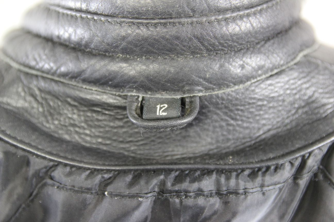 RICHA CLASSIC BLACK LEATHER LADIES BIKER JACKET: SIZE 12