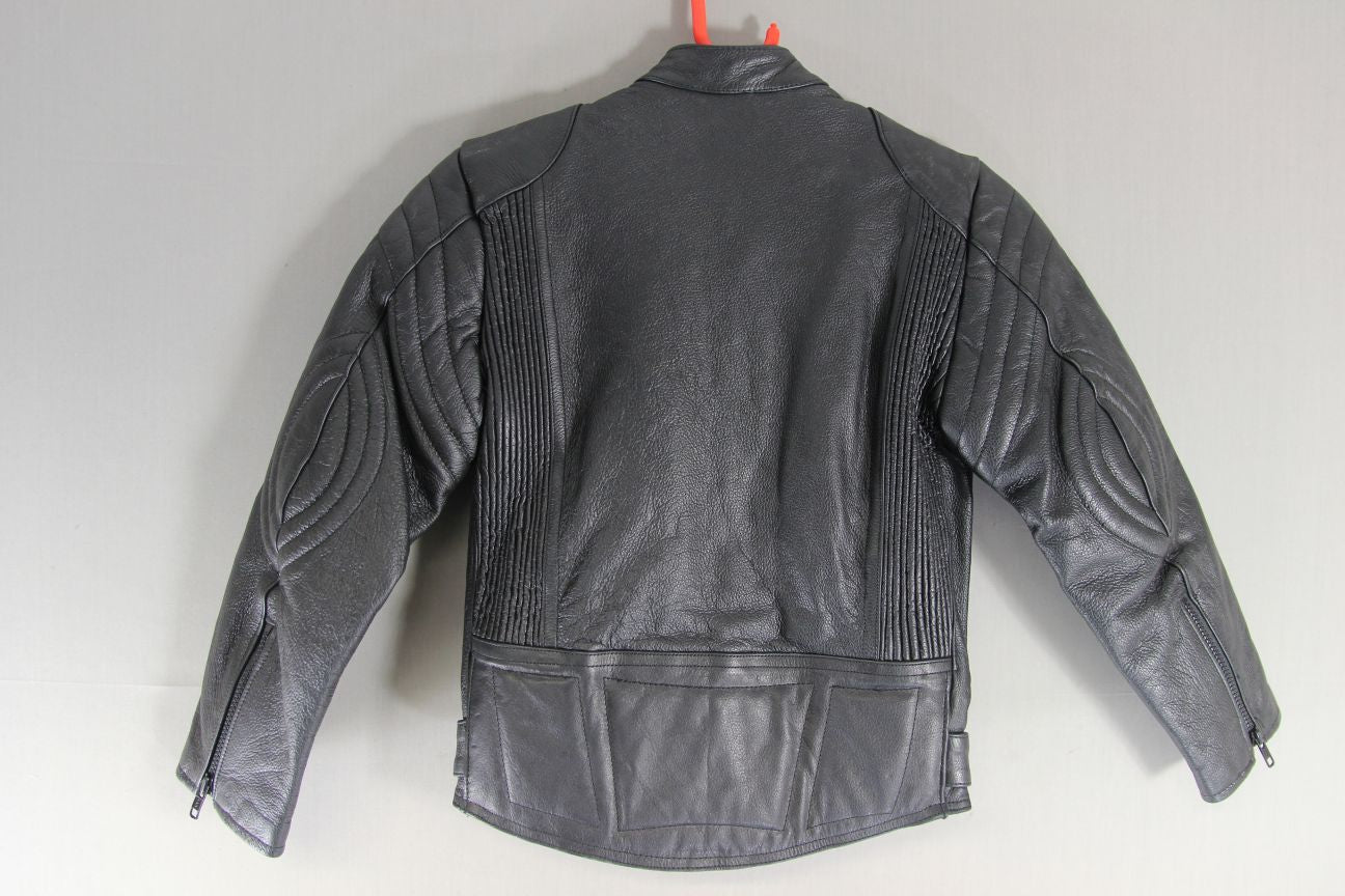 BOYS/CHILDS OSX CLASSIC BLACK LEATHER BIKER JACKET 26-28 INCH CHEST/AGE 8