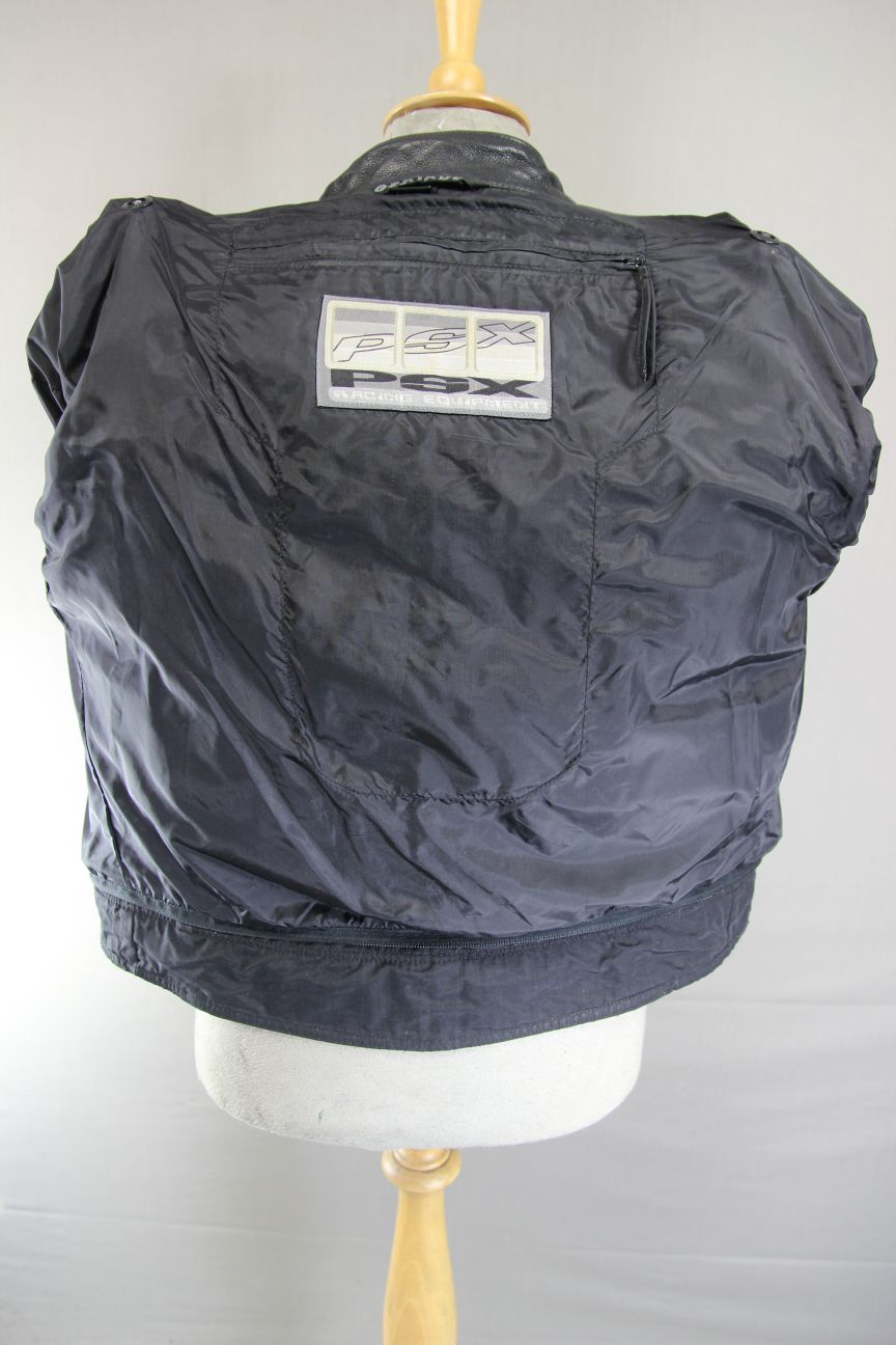 HEIN GERICKE PSX-II BLACK, SILVER & WHITE LEATHER BIKER JACKET + CE ARMOUR 36"/S