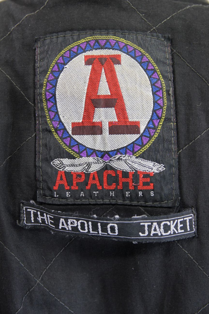 APACHE LEATHERS APOLLO CLASSIC COTTON LINED BLACK BIKER JACKET: SIZE 12