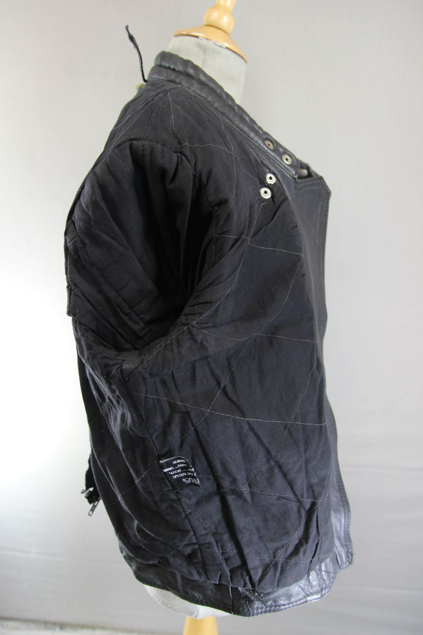 APACHE LEATHERS APOLLO CLASSIC COTTON LINED BLACK BIKER JACKET: SIZE 12