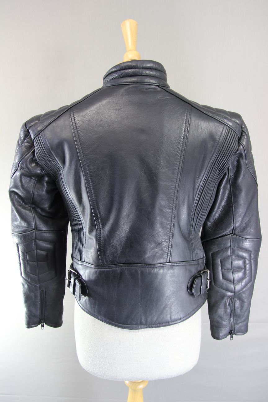 CLASSIC AKITO LADIES BLACK LEATHER BIKER JACKET 34 INCH CHEST/SMALL