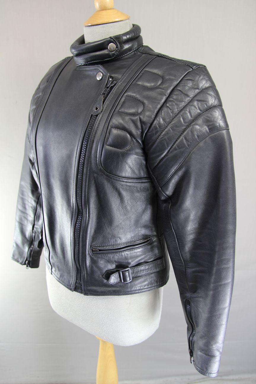 LADIES 'CHARLIE' CLASSIC BLACK LEATHER BIKER JACKET 32-34 INCH/SMALL/SIZE 10