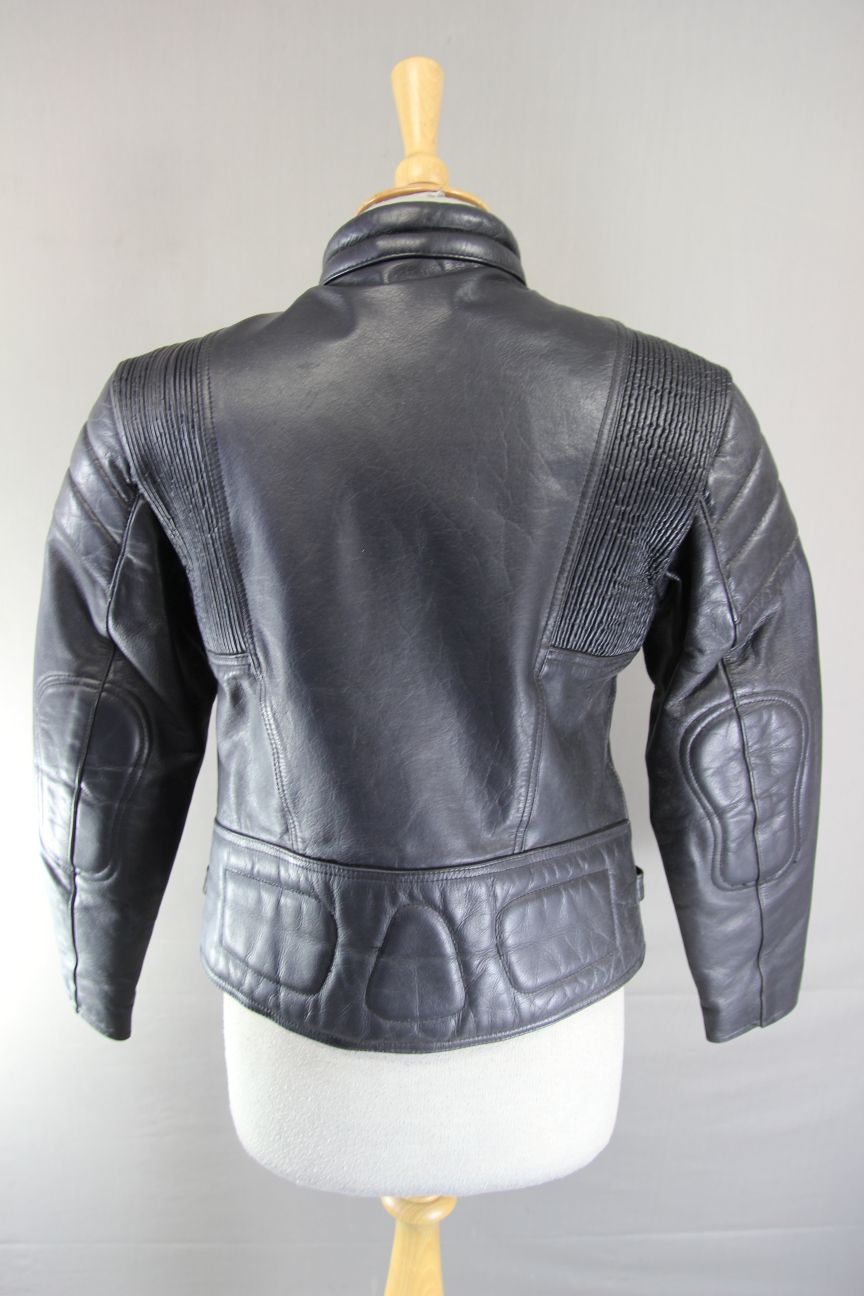 LADIES 'CHARLIE' CLASSIC BLACK LEATHER BIKER JACKET 32-34 INCH/SMALL/SIZE 10