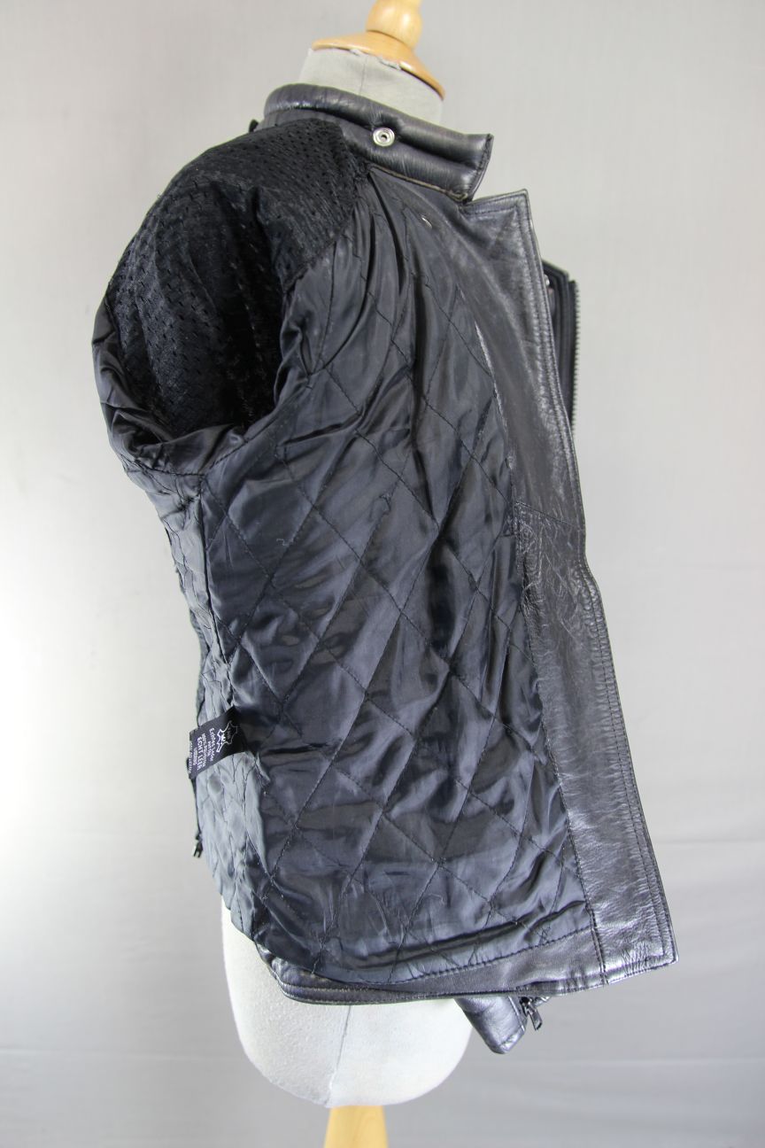 LADIES 'CHARLIE' CLASSIC BLACK LEATHER BIKER JACKET 32-34 INCH/SMALL/SIZE 10
