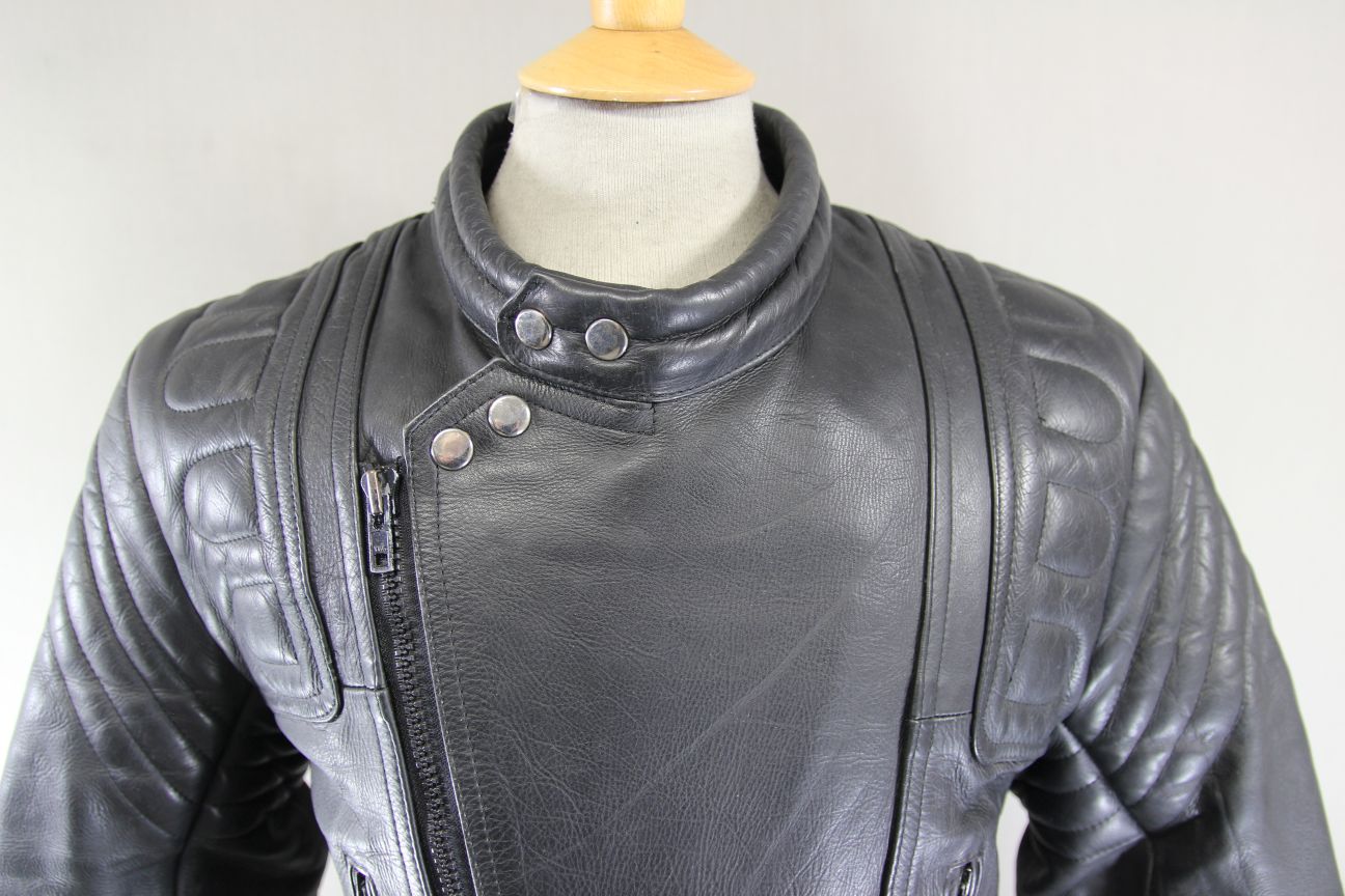 APACHE CLASSIC BLACK LEATHER BIKER JACKET 38 INCH CHEST