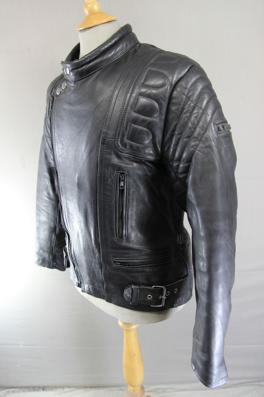 APACHE CLASSIC BLACK LEATHER BIKER JACKET 38 INCH CHEST