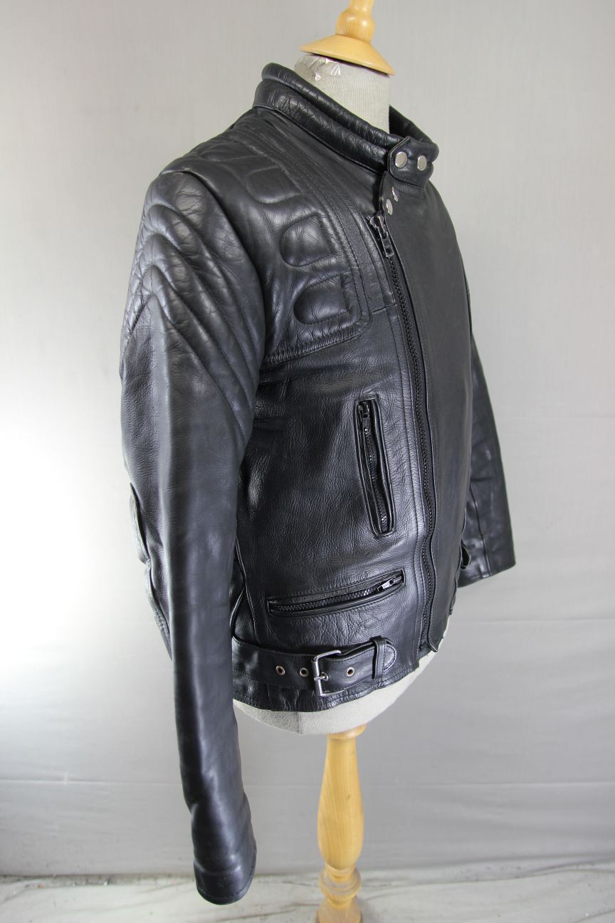 APACHE CLASSIC BLACK LEATHER BIKER JACKET 38 INCH CHEST