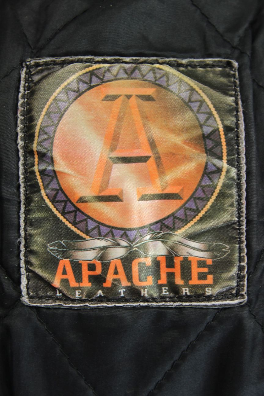 APACHE CLASSIC BLACK LEATHER BIKER JACKET 38 INCH CHEST