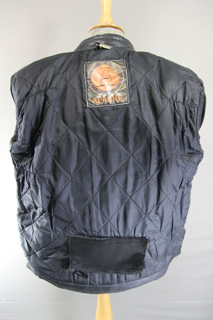 APACHE CLASSIC BLACK LEATHER BIKER JACKET 38 INCH CHEST