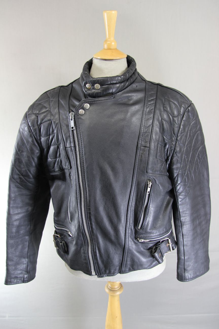 BLL CLASSIC BLACK COWHIDE LEATHER BIKER JACKET 44 INCH CHEST