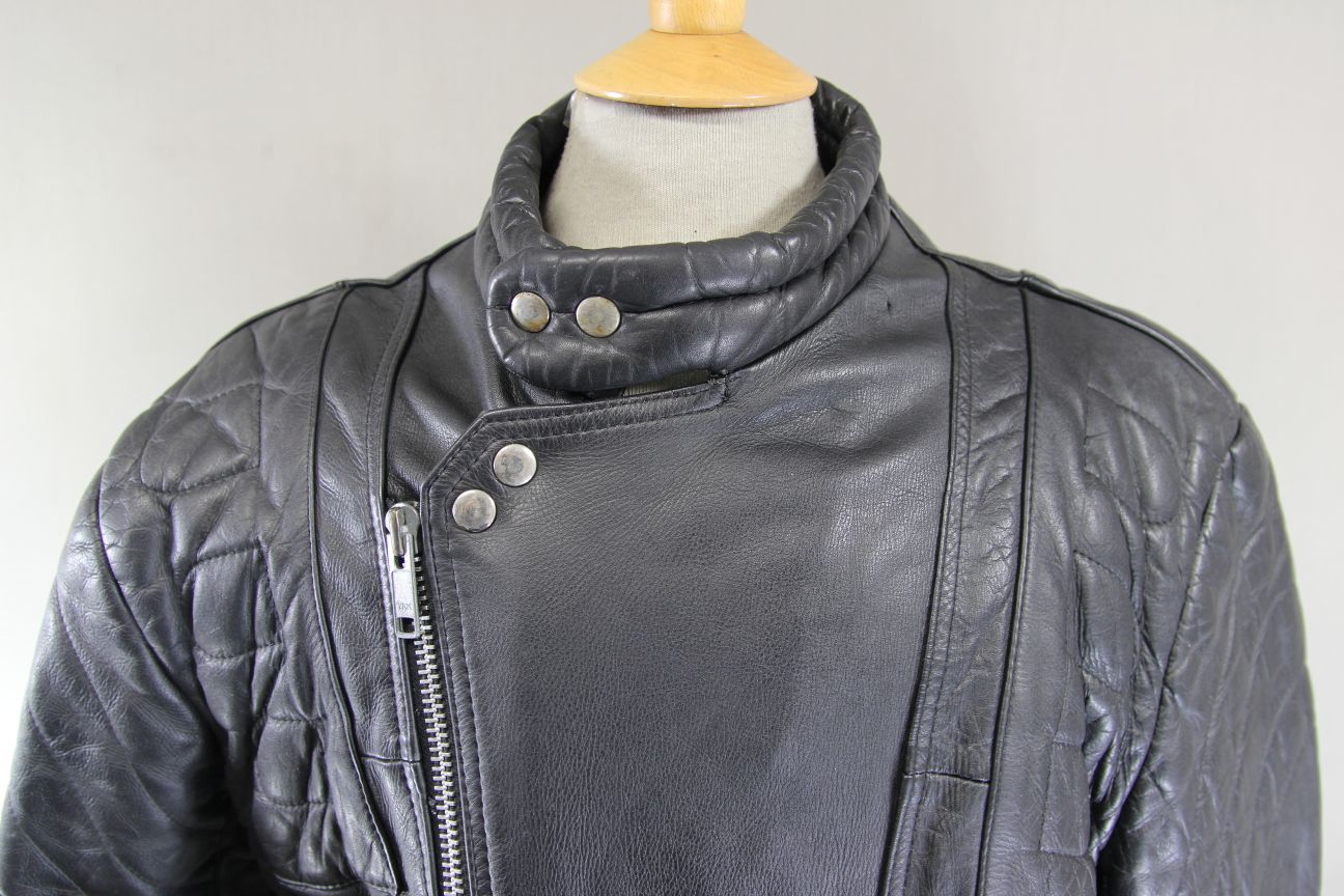 BLL CLASSIC BLACK COWHIDE LEATHER BIKER JACKET 44 INCH CHEST