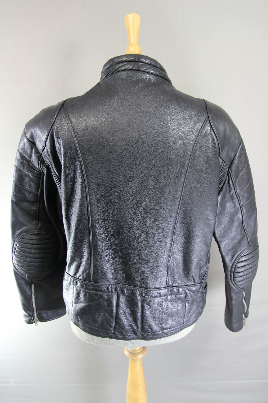 BLL CLASSIC BLACK COWHIDE LEATHER BIKER JACKET 44 INCH CHEST