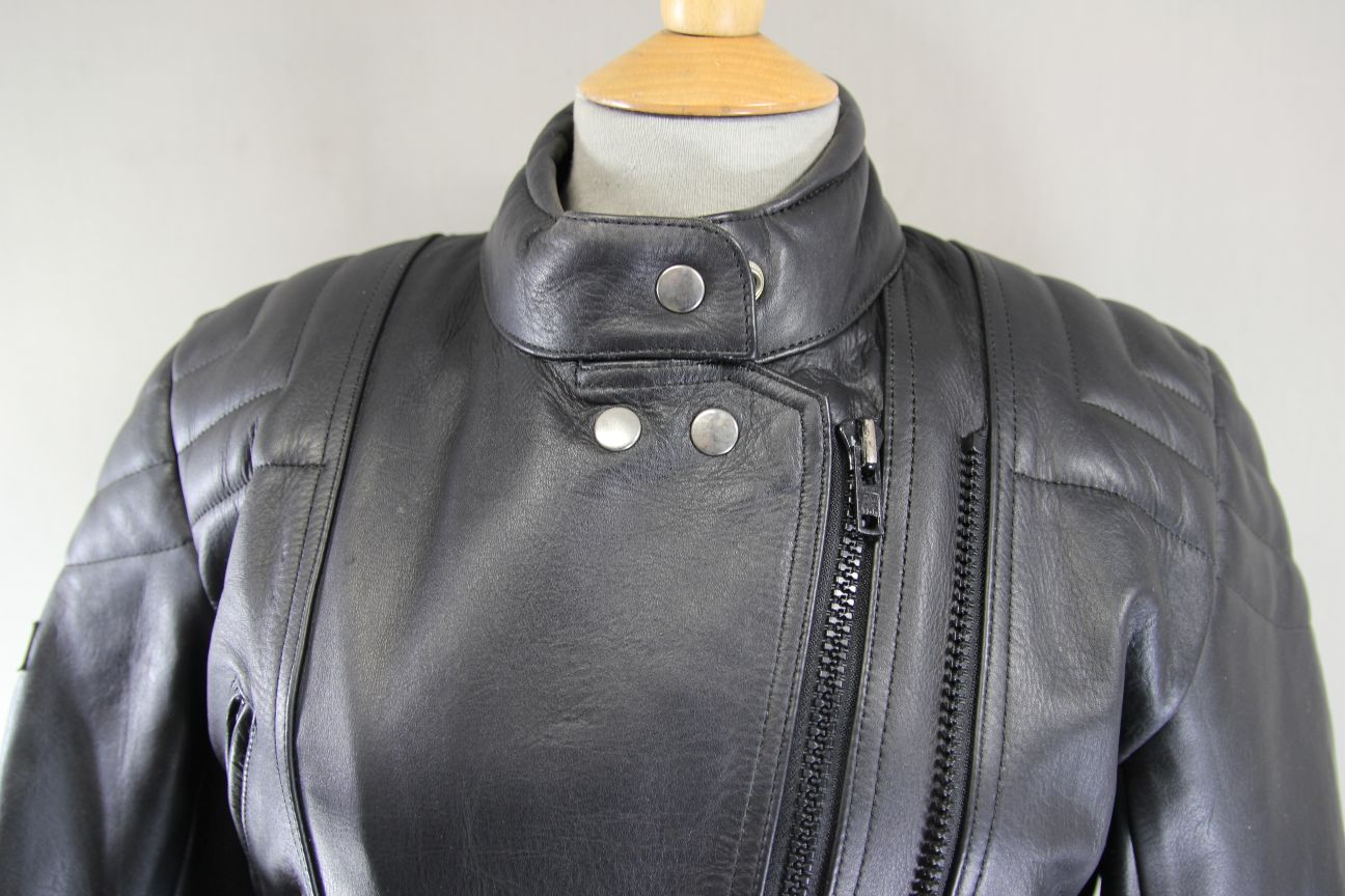 CLASSIC ASHMAN BLACK COWHIDE LEATHER BIKER JACKET: SIZE 14 36-38 INCH