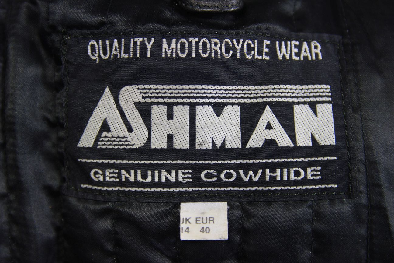 CLASSIC ASHMAN BLACK COWHIDE LEATHER BIKER JACKET: SIZE 14 36-38 INCH
