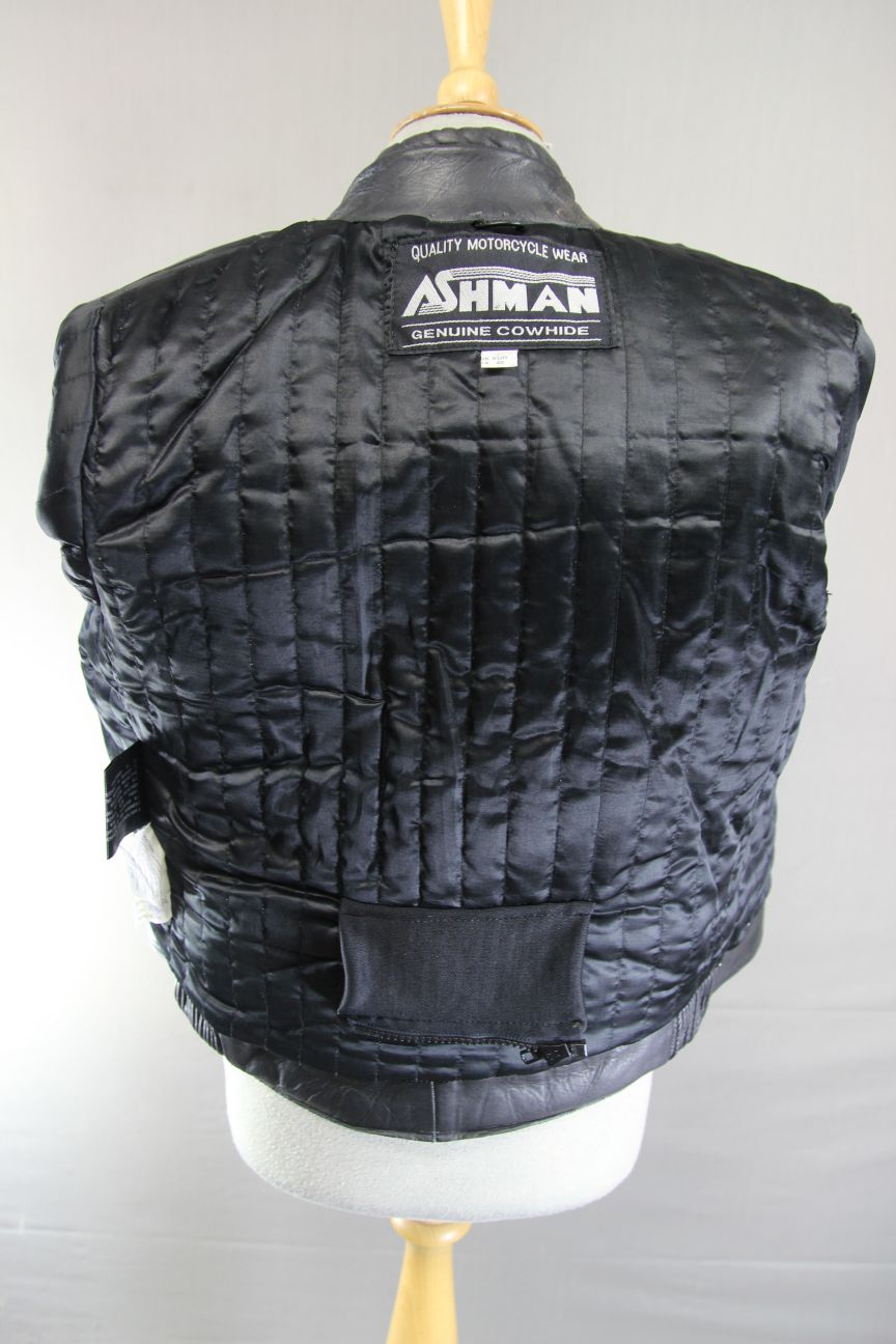 CLASSIC ASHMAN BLACK COWHIDE LEATHER BIKER JACKET: SIZE 14 36-38 INCH