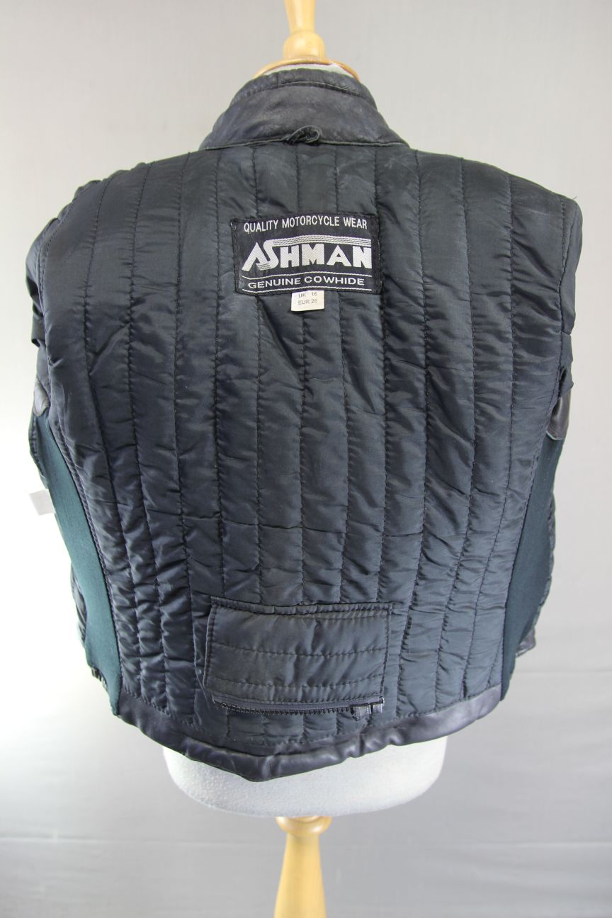 CLASSIC ASHMAN BLACK COWHIDE LEATHER BIKER JACKET: SIZE 16 38-40 INCH