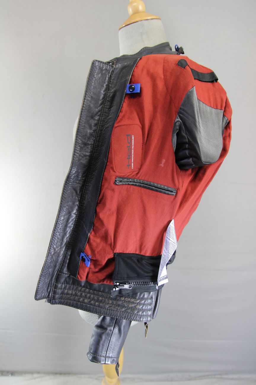 HELD URBAN RANGE STARS & STRIPES LEATHER BIKER JACKET + CE ARMOUR: SIZE 8/32-34"