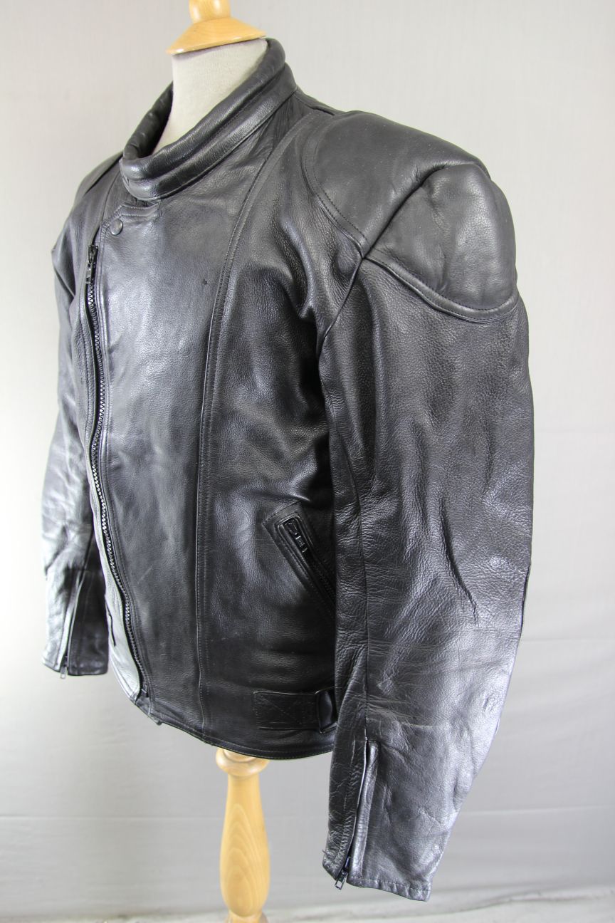 DYNAMIC LEATHERS CLASSIC BLACK BIKER JACKET 38-40 INCH CHEST