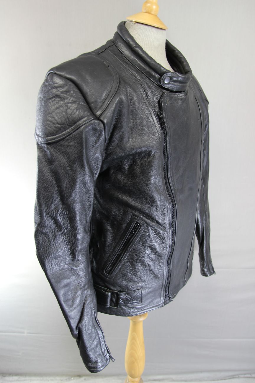 DYNAMIC LEATHERS CLASSIC BLACK BIKER JACKET 38-40 INCH CHEST
