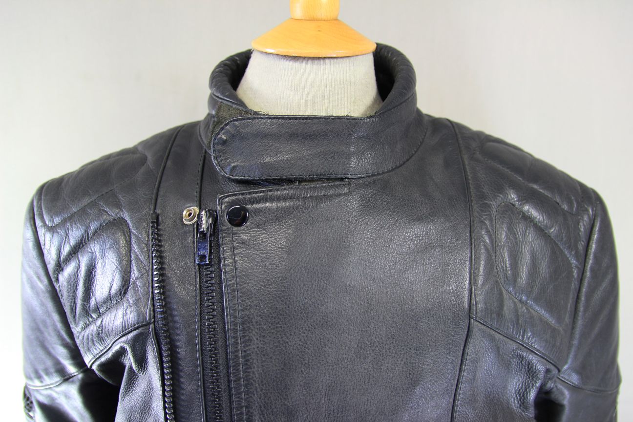 DYNAMIC LEATHERS CLASSIC BLACK BIKER JACKET 40 INCH CHEST