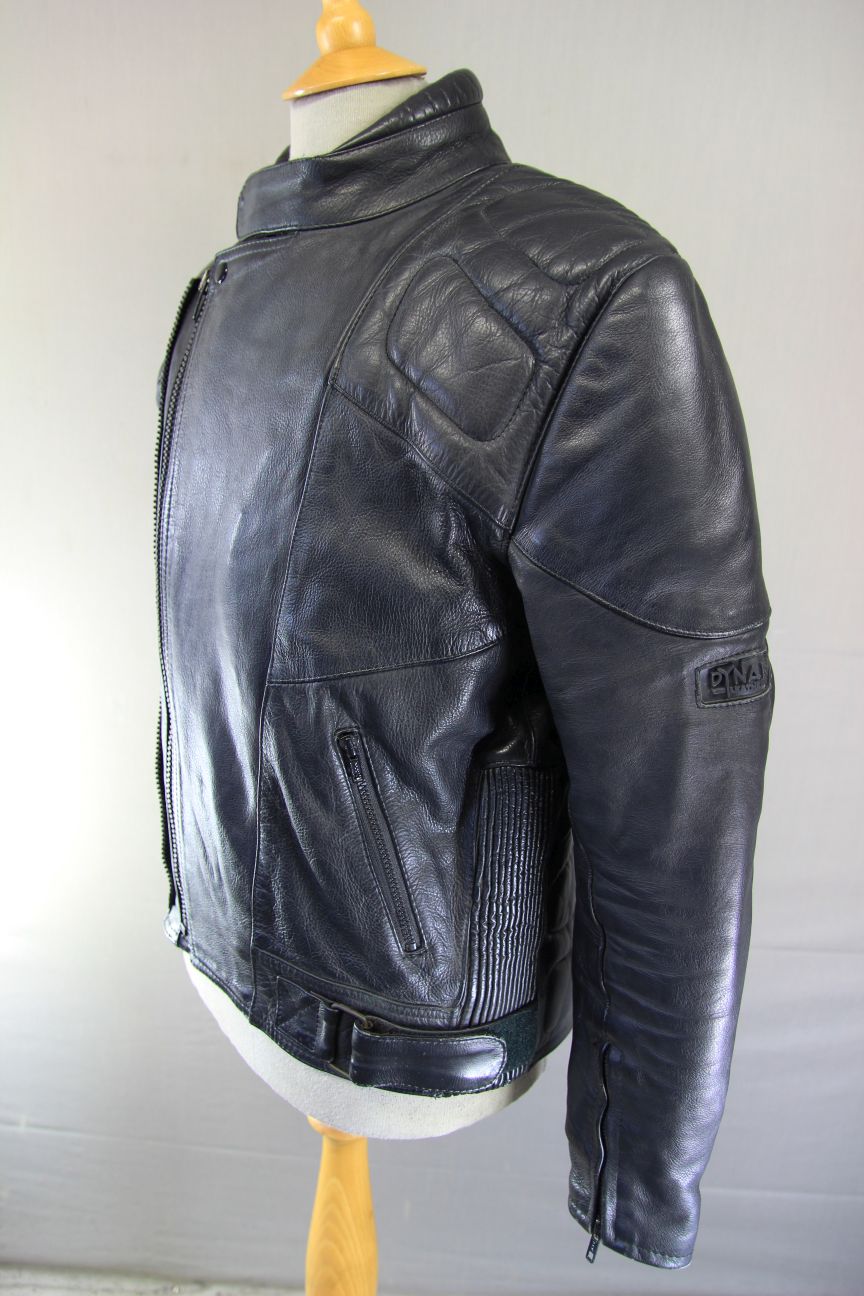 DYNAMIC LEATHERS CLASSIC BLACK BIKER JACKET 40 INCH CHEST