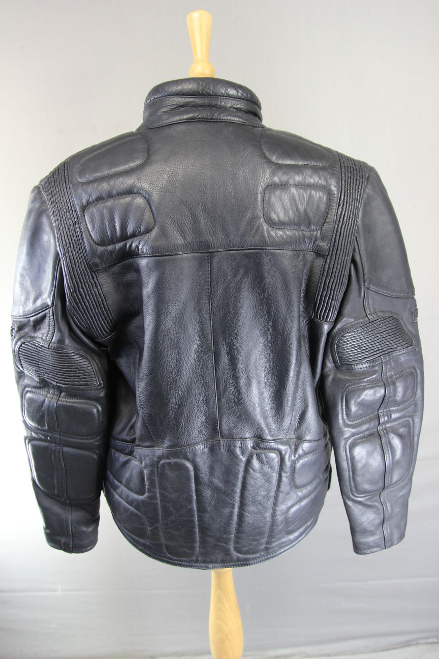 DYNAMIC LEATHERS CLASSIC BLACK BIKER JACKET 40 INCH CHEST