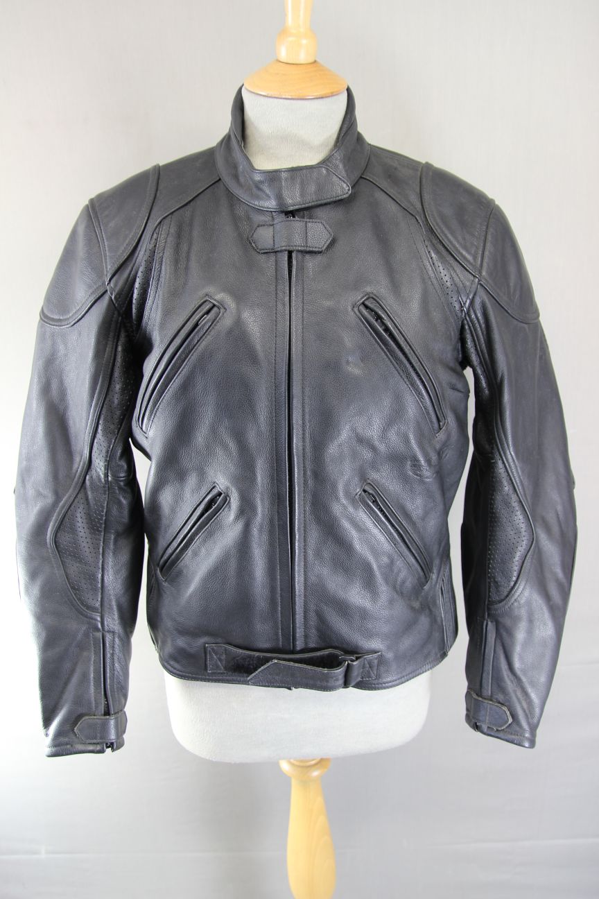 CLASSIC RIDER BLACK LEATHER BIKER JACKET SIZE 12