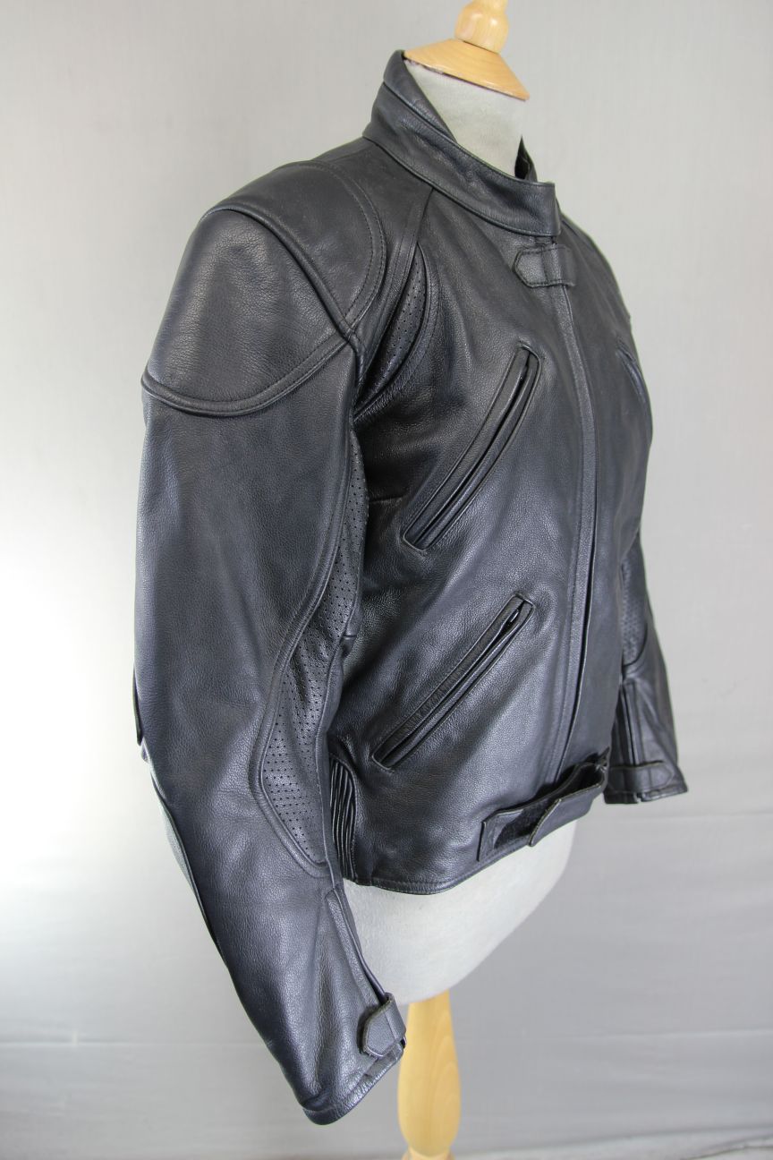 CLASSIC RIDER BLACK LEATHER BIKER JACKET SIZE 12