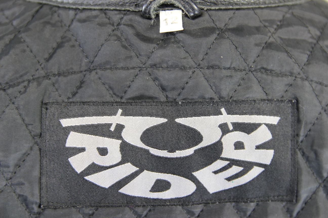 CLASSIC RIDER BLACK LEATHER BIKER JACKET SIZE 12