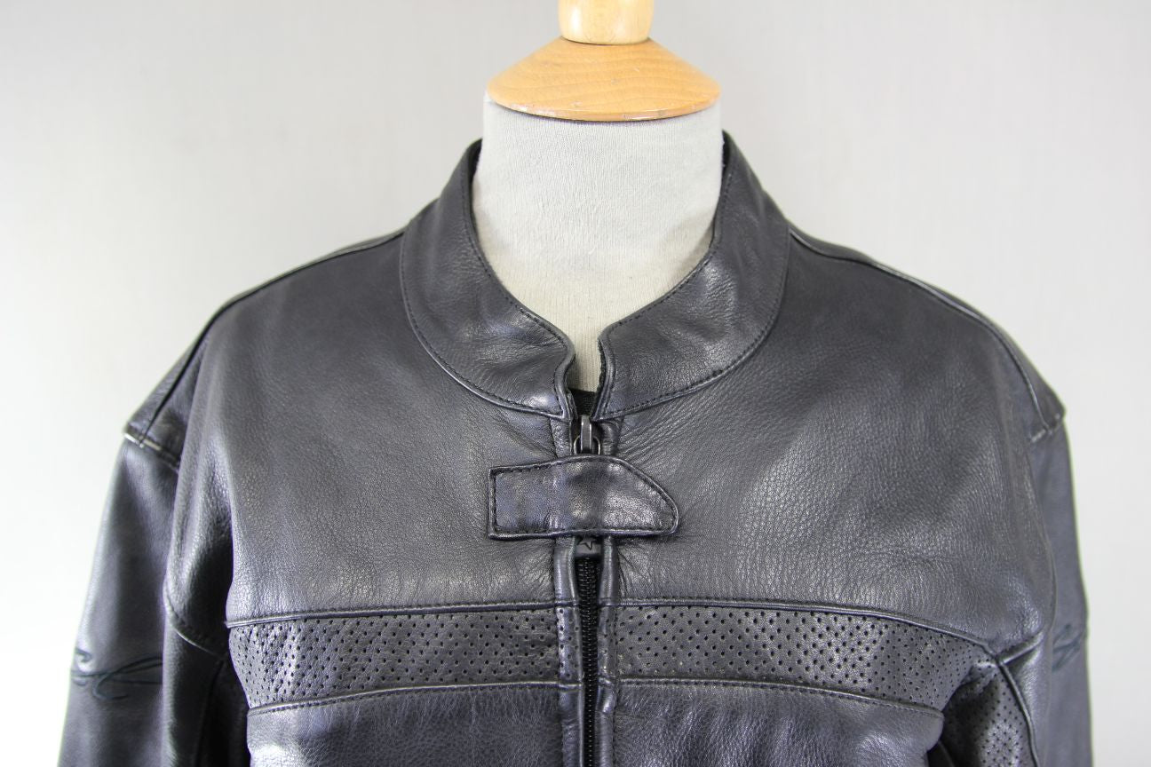 RST CUSTOMISED FEMME COLLECTION BLACK LEATHER BIKER JACKET: SIZE 18
