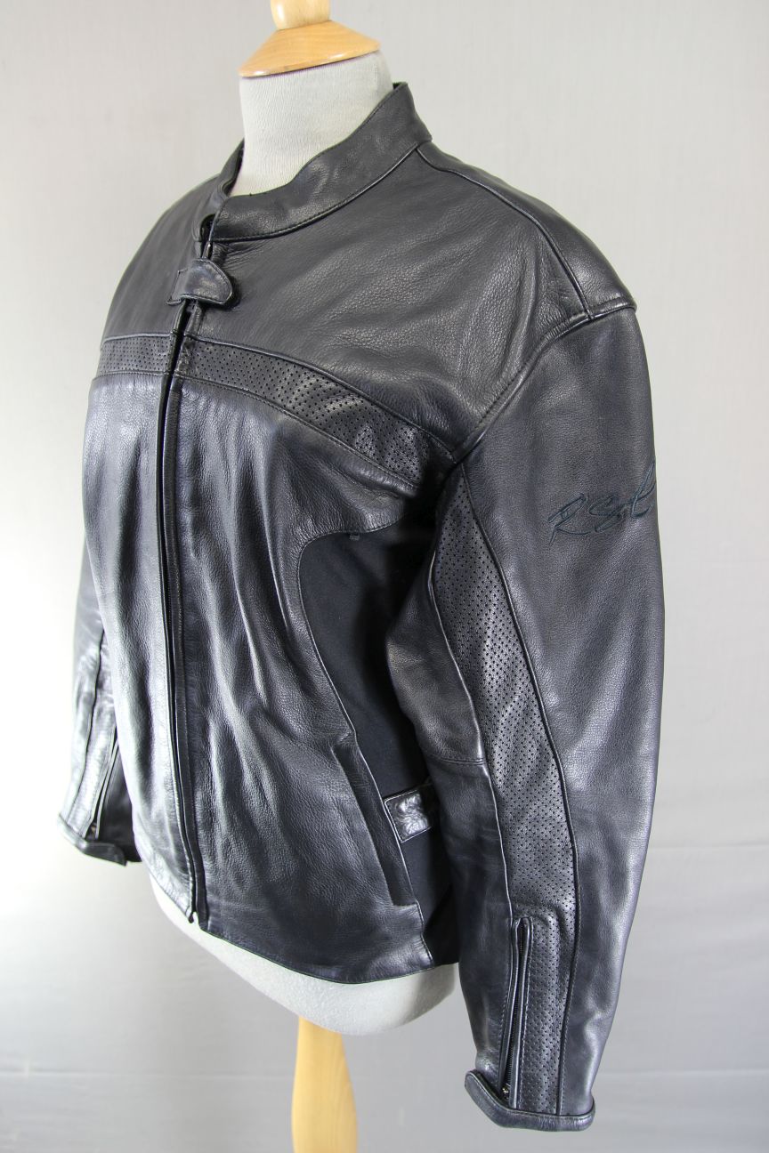 RST CUSTOMISED FEMME COLLECTION BLACK LEATHER BIKER JACKET: SIZE 18