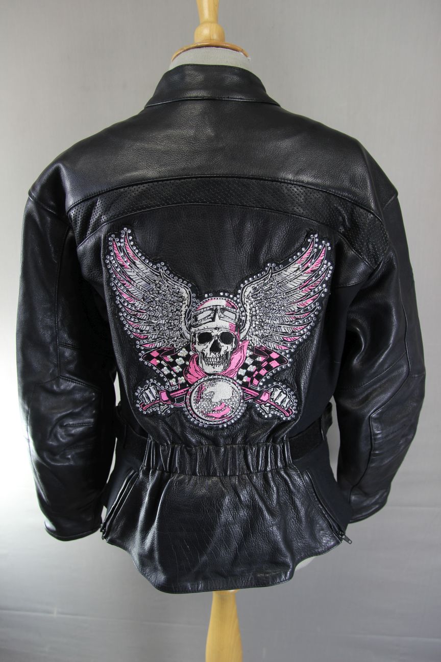 RST CUSTOMISED FEMME COLLECTION BLACK LEATHER BIKER JACKET: SIZE 18