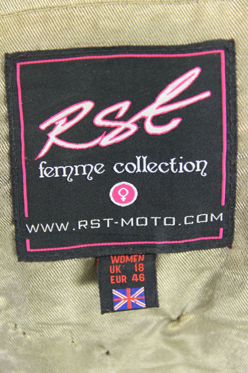 RST CUSTOMISED FEMME COLLECTION BLACK LEATHER BIKER JACKET: SIZE 18