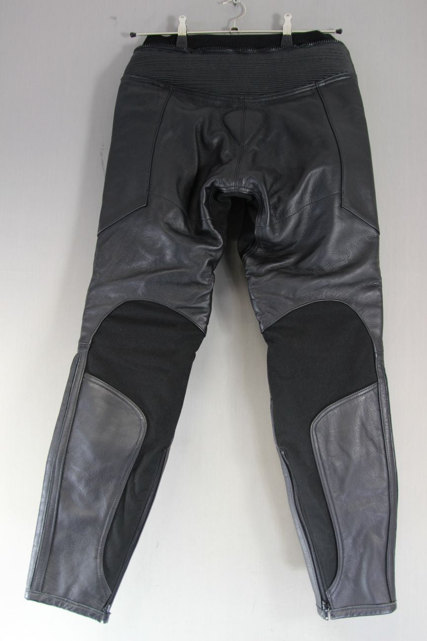 SWIFT INNOVATION LEATHER BIKER TROUSERS + KNEE ARMOUR SIZE 14: WAIST 30"/LEG 31"
