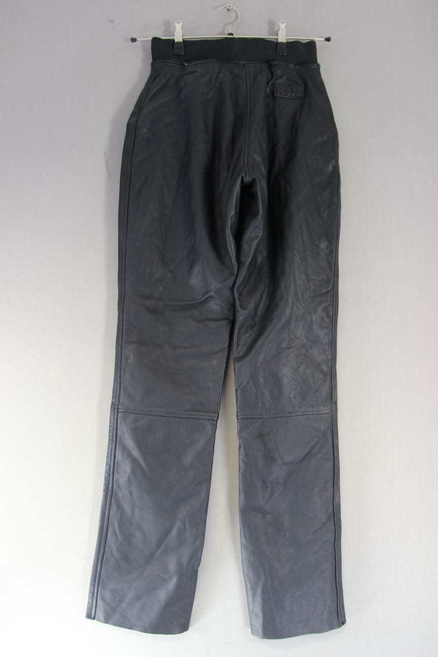 IXS MOTO FASHION LADIES BLACK LEATHER BIKER TROUSERS: WAIST 26"/INSIDE LEG 35"