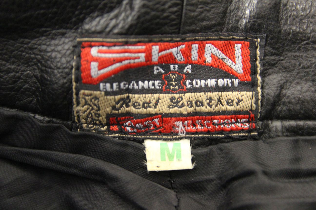 SKIN LADIES BLACK LEATHER BIKER TROUSERS WAIST 28 INCH/INSIDE LEG 30 INCH/MEDIUM